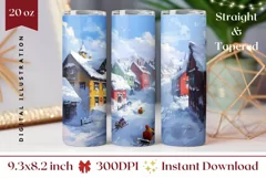 Winter Tumbler Wrap Design, Christmas Tumbler Sublimation Product Image 1