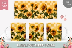 Sunflowers Mug Wrap, Floral Mug, Yellow Mug PNG Product Image 1