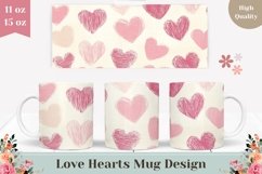 Pink Love Hearts Mug Template, Watercolor Love Mug PNG Product Image 1