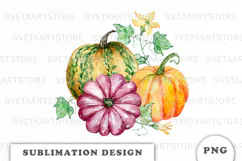 Watercolor Autumn Pumpkins png Product Image 1