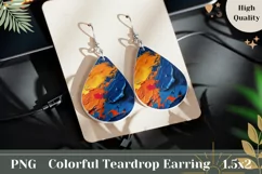 Art Paint Teardrop Earrings PNG, Colorful Earrings Design Product Image 1