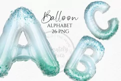 Blue Glitter Ombre | Balloon Alphabet Clipart PNG Product Image 1