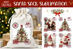Watercolor Christmas Santa Sack, Christmas Sublimation PNG Product Image 1