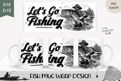 Let's Go Fishing Mug Design, Fish Mug, Fisherman Mug Wrap Product Image 1