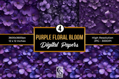 Purple Floral Bloom Digital Paper Product Image 1