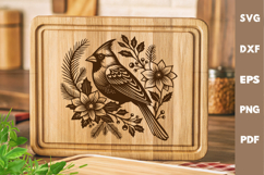 Cardinal Bird laser SVG PNG| Christmas Design Product Image 2