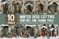 Winter Deer Cottage Junk Journal Pages Product Image 1