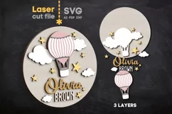 Air balloon Baby Name Sign SVG Laser cut file for Glowforge Product Image 1