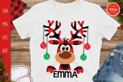 Christmas Girl Name SVG, Buffalo Plaid Moose SVG, Moose Svg Product Image 1