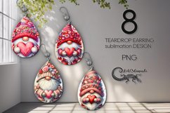 Valentine gnome | 8 Sublimation teardrop earring designs Product Image 1