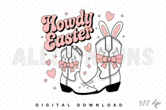 Howdy Easter PNG, Cowgirl Boots Bunny PNG Design Product Image 1