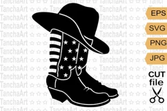 Cowboy boots svg, Cowboy hat cut file USA flag decor cricut Product Image 1