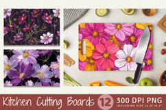 Cosmos Flowers Cutting Boards sublimation Design Product Image 1