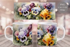 Pansies Mug Sublimation | Watercolor Flowers Mug Wrap Product Image 1