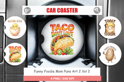 Funny Foodie Mom Puns Car Coaster Product Image 1