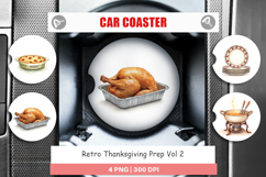 Car Coaster Watercolor Retro Thanksgiving Prep Product Image 1