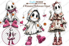 Whimsical Halloween Clipart, Whimsical Halloween Boo PNG Product Image 1