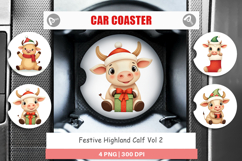 Car Coaster Festive Highland Calf Product Image 1
