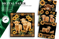 Highland Cow Background Cow Flower Vintage Wallpaper Product Image 1