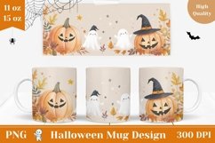 Halloween Pumpkins Mug Wrap, Kawaii Ghost Mug Design Product Image 1