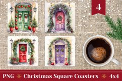 Christmas Square Coaster Designs, Christmas Door Sublimation Product Image 1