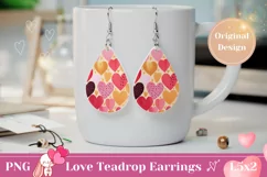 Cute Valentine Earrings PNG, Hearts Earrings Teardrop Product Image 1
