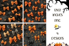 Halloween Bows Backgrounds, Halloween Bats Digital Paper PNG Product Image 1