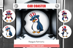 Car Coaster Penguin Patriotic Product Image 1