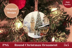 Watercolor Christmas Fair Ornament, Christmas Product Tag Product Image 1