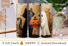 Halloween Ghost Tumbler, Vintage Halloween Tumbler Design Product Image 1