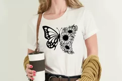 Floral Butterfly Svg, Sunflower Svg, Flowers Butterfly Svg Product Image 2