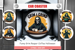 Car Coaster Halloween Reaper Coffee Product Image 1