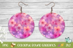 Pink Flowers Earrings, Pink Round Earrings Product Image 1