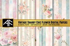 Vintage Shabby Chic Flower Digital Paper Patterns Product Image 1