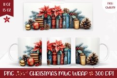 Cozy Books Mug Design, Christmas Coffee Mug Sublimation Product Image 1