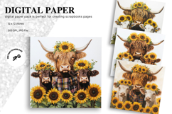 Highland Cow Background Cow Flower Vintage Wallpaper Product Image 1