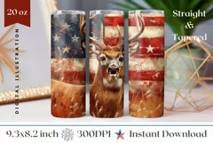 Patriotic Deer Tumbler Sublimation, American Flag Tumbler Product Image 1