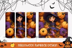 3D Halloween Witch Tumbler, Pumpkins Halloween Printable Product Image 1