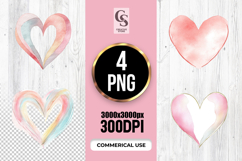 Watercolor Pastel Heart Shape Clipart Sublimation PNG Product Image 1