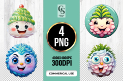 Cute Pinecone Cartoon Faces Clipart Sublimation PNG Product Image 1