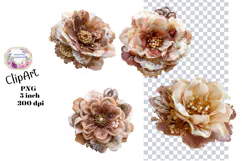 Flowers, Lace Material, Ephemera, PNG, Junk Journal, clipart Product Image 1