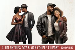 Valentines Day Black Couple Clipart, Black Couple Clipart Product Image 2