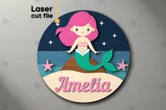 Mermaid Baby Name Sign SVG laser cut file for Glowforge Product Image 1