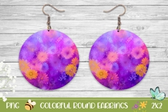 Floral Earrings PNG, Purple Round Earrings Template Product Image 1
