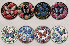 Round earrings | 8 designs with butterflies, Flowers, PNG Product Image 2