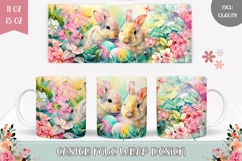 Watercolor Floral Easter Mug, Easter Bunnies Mug Wrap Product Image 1