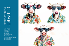 Watercolor cow summer clipart sublimation png Product Image 1