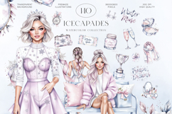 Icecapades Watercolor Clipart Set, Elegant Winter Product Image 1