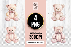 Watercolor Teddy Bear Clipart Sublimation PNG Product Image 1