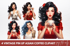 Vintage Pin Up Asian Coffee Clipart Product Image 1